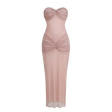 Dadizhimu Pure Lust Sexy Bosom Long Dress Body Slightly Through The Folding Niche Dress Dress Dress Long