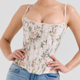 Dadizhimu New Printed Fish Bone Sling Vest Women Wear Irregular Drawstrings Bare Back Hottie Small Top Girl
