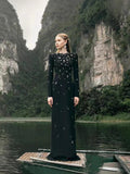 Dadizhimu Star Temperament Elegant Heavy Industry Nails And Studded Long Sleeve Dress With Long Sleeve Dress