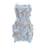 Dadizhimu Embroidered Three-Dimensional Flower Dress With Short Skirt Sexy Breast-Wearing Dress Light Luxury Dinner Dress