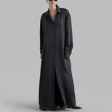 Dadizhimu Korean Casual Style Dress 2025 New Collar High-End Solid Color Design Shirt Long Dress Women's Summer