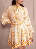 Dadizhimu Temperament 2025 Spring New Fashion Straight Lantern Sleeves To Collect Waists And Slim Floral Dresses