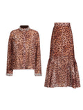 Dadizhimu Style Suit Woman 2025 New Design Textured Shirt Top + High-Waisted Fish Tail Half-Dress
