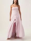 Dadizhimu Temperament Premium Dress 2025 New Waist-Skinny Fashion Sexy Bosom Design Solid Color Long Dress