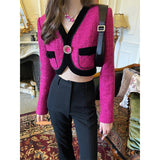 Dadizhimu Temperament Famous Fascling Woven Heavy Industry Flash Drill Buckle Retro Coat Woman Black Trousers