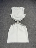 Dadizhimu Female Hip Sexy Dew Back Empty Diamond Sleeveless Bandet Party Dress Party Dress