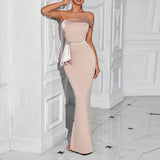 Dadizhimu Style Style Tecticle Bosom Dress Dress 2025 New Splicing Stud Design Long Bag Hip Dress Women's Summer