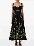 Dadizhimu 2024 New Sling Bow Retro Lemon Sicilian Style Black Dress
