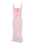Dadizhimu Wears Hottie Sling Pink Dress Female Feeld Back To The Long Dress Dress Of The Fish Tail