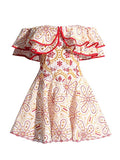 Dadizhimu 2025 New High-End Feeling Shoulder Lotus Leaf Embroidery Waist Thin Holiday Dress Dress Dress Dress Woman