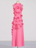 Dadizhimu Elegant Style And Sleeveless Solid Dress 2025 New Three-Dimensional Flower Collage Design Long Dress