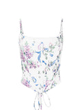 Dadizhimu New Printed Fish Bone Sling Vest Women Wear Irregular Drawstrings Bare Back Hottie Small Top Girl