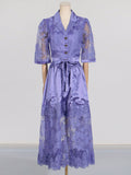 Dadizhimu Temperament Two-Piece Set Of 2025 Spring New Collar Embroidered Top High Waist Water-Soluble Flower Skirt Suit Female Tide