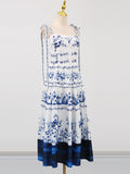 Dadizhimu Temperament Sling Dress Dress 2025 New Printing Design High-Waisted Long Seaside Dress Women's Summer