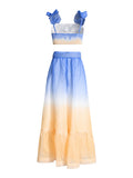 Dadizhimu Holiday Wind Two-Piece Set Of 2025 Spring New Fashion Gradient Short Vest Waist Thin Half Skirt Suit Woman