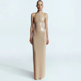 Dadizhimu Sexy Babes Beads Bag Ass Women's Hanging Neck Dress Open-Fork Lily Dress Dress