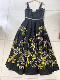 Dadizhimu 2024 New Sling Bow Retro Lemon Sicilian Style Black Dress
