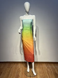 Dadizhimu New Breast-Meared Rainbow Gradient Color Photo Dating Travel To Take Photos Graduation Season Dress Famous Evening Dress