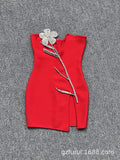 Dadizhimu Light Luxury Heavy Industry Deep V Brush With Bra Banding Dress Sexy Fork And Shoulderless Skirt