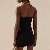 Dadizhimu Fashion Sexy Dress Body Quality Design Solid Color Flowers Sleeveless Bra Skirt Women