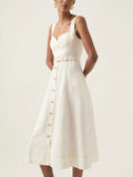 Dadizhimu Elegant Wind Waist Thin Dress 2025 New Belt Design Slimy Sling Skirt