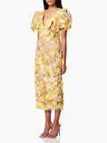 Dadizhimu And Elegant Style Bubble Sleeve Dress 2025 Summer New Temperament Embroidery Sketch Design Long Dress Dress Woman