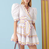 Dadizhimu High-End Dress Women 2025 Summer New Fashion Splicing Strap To Collect Waist Thin Short Skirt Super