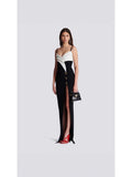 Dadizhimu Classic Elegant Long Sling Dress Dress Dress Body Dress Black And White Open Dress Dress Dress