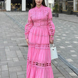 Dadizhimu Retro High-End Two Sets Of 2025 Spring New Hollow Lace Top High Waist Half Skirt Suit Woman