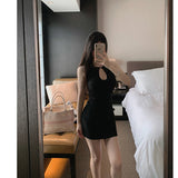 Dadizhimu Version Is Very Good To Wear Solid Color Minimalist Style Dress Women's French Pure-Want Style Bag Hip Dress Ken Bean Short Skirt No