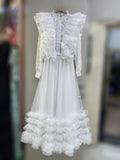 Dadizhimu And Summer 2024 New Round Collar Lace Splicing Layer Layer Lotus Side Long Skirt Splicing Mesh Set Woman