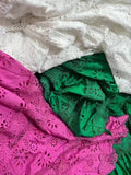 Dadizhimu For The New Women's Fashion Temperament Round-Neck Short-Sleeved Heavy Industry Embroidered Lace Lace Skirt
