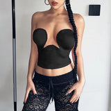 Dadizhimu Summer Babes Personality Sexy Bare Breast Small Coat Staggered Steel Ring Banda Vest Woman