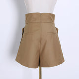 Dadizhimu New Fashion Design Sense Splicing Belt Wearing Loose High Waist Thin Casual Style Shorts Women's Clothing