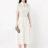 Dadizhimu Elegant Wind Collar Dress 2025 New Design Hollow Tick To The Waist To Show The Long Dress Dress Woman