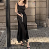 Dadizhimu Dingy U Tie Dress Femininity Design Fishtail Long Dress Dress Dress Dress