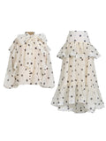 Dadizhimu Show Wave Dot Suit Women's Tide 2025 New Scarf With Lotus Leaf Shirt Top + Long Skirt