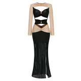 Dadizhimu Sexy High-End Double-Colored Dress Girl Navel Decoration Pineapple Diamond Dress Long Dress