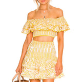 Dadizhimu Spring High-End New French Temperament Short Top High Waist Short Skirt Sexy Two-Set Suit Female Trend