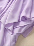 Dadizhimu New Short-Sleeved Lotle Side New Spring And Summer 2024 Body-In-En-Brician Elegant Folded Fish Tail Mid-Long Dress Dress