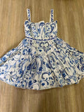 Dadizhimu Spring Summer New Breast Sling Slings Retro Blue Print Waist Skirt Dress Dress Woman