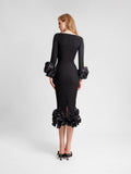 Dadizhimu Women's Dress Round-Neck Three-Dimensional Flowers Drill Body-In-Body-Brows With Evening Dress