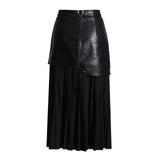 Dadizhimu Elegant Niche Design 2025 Summer New High-Waist Temperament Fashion Splicing 100 Folded Half-Dressed Half-Dressed