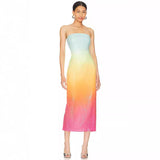 Dadizhimu New Breast-Meared Rainbow Gradient Color Photo Dating Travel To Take Photos Graduation Season Dress Famous Evening Dress
