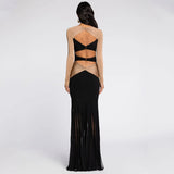 Dadizhimu Sexy High-End Double-Colored Dress Girl Navel Decoration Pineapple Diamond Dress Long Dress
