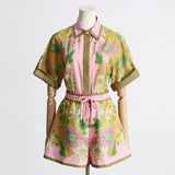Dadizhimu New Unique Printed Design Shirt Top With Casual Shorts Niche Set Women's Fashion Two-Piece