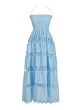 Dadizhimu Temperament Casual Dress Spring 2025 New Fashion High-End Embroidery Hollow Bra Dress Female Trend
