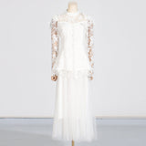 Dadizhimu Temperament Famous Wind Two Sets 2025 Summer New Heavy Industry Embroidery Top Long Mesh Dress Dress Suit Woman