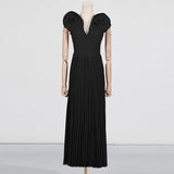 Dadizhimu Windy Big Flower Dress Dress 2025 Summer New Sexy V Collar High-Rise 100-Fold Long Dress Woman
