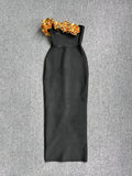 Dadizhimu Dress Female High-Grade Three-Dimensional Flowers To Show Thin Temperament Party Ass Dress